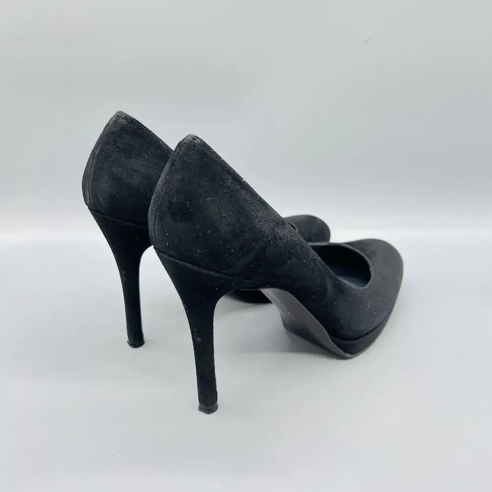 Stuart Weitzman Shoes Womens 8.5 Black Suede Platform Round Toe Stiletto Pumps